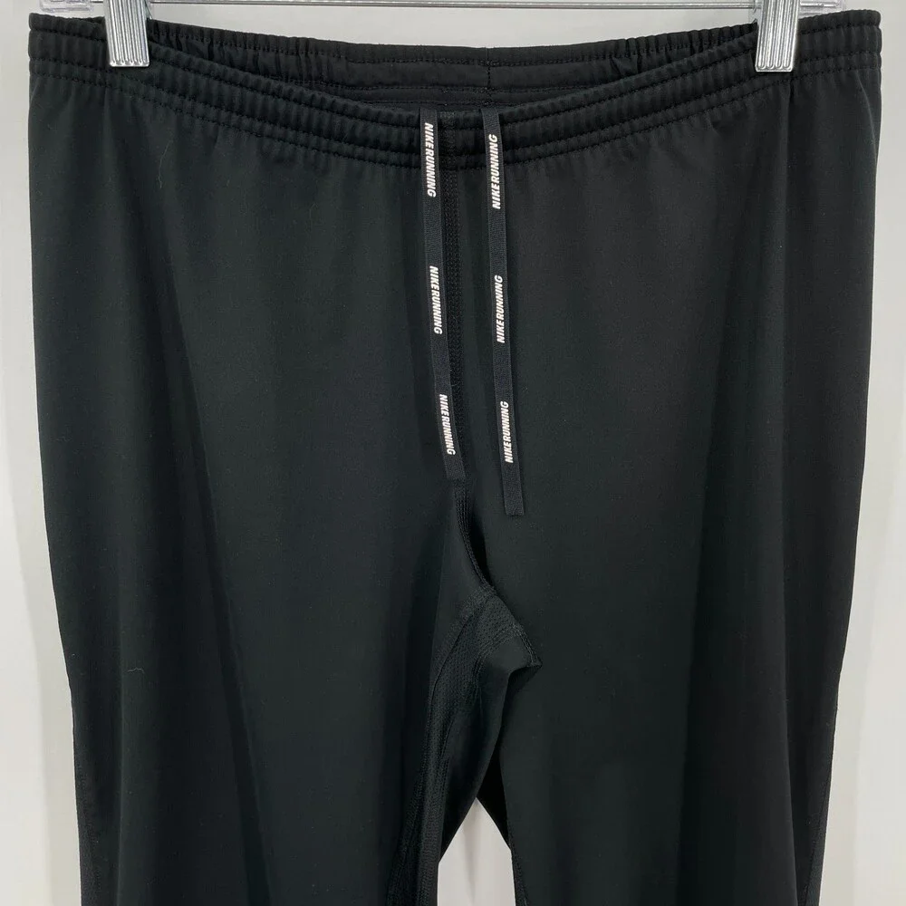 NIKE RUNNING Black Vented Mesh Zipper Running Pants Size S
